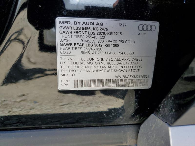 Продажа на аукционе авто 2018 Audi Q5, vin: WA1BNAFY5J2110524, номер лота: 55978756