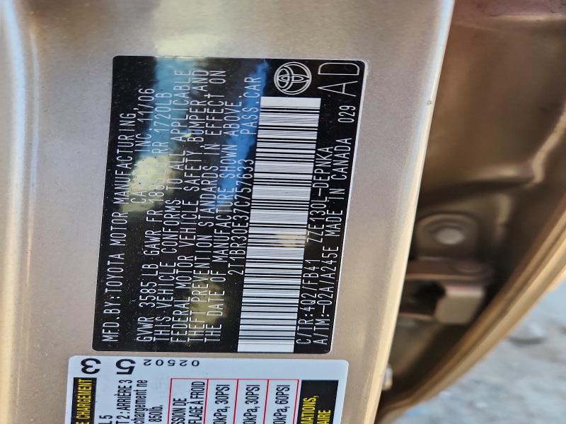 55638306 :رقم المزاد ، 2T1BR30E37C757633 vin ، 2007 Toyota Corolla مزاد بيع