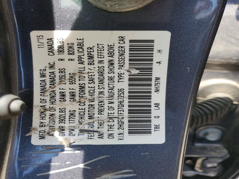 Продажа на аукционе авто 2016 Honda Civic, vin: 2HGFC1F37GH632526, номер лота: 55621836