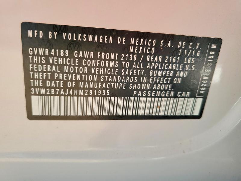 58749376 :رقم المزاد ، 3VW2B7AJ4HM291935 vin ، 2017 Volkswagen Jetta مزاد بيع