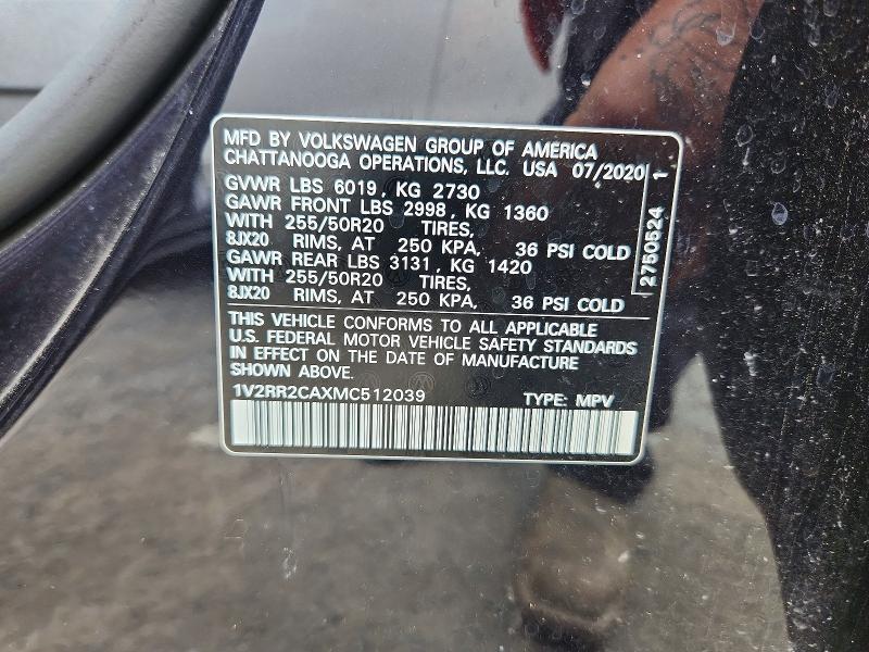 Продажа на аукционе авто 2021 Volkswagen Atlas, vin: 1V2RR2CAXMC512039, номер лота: 55850396