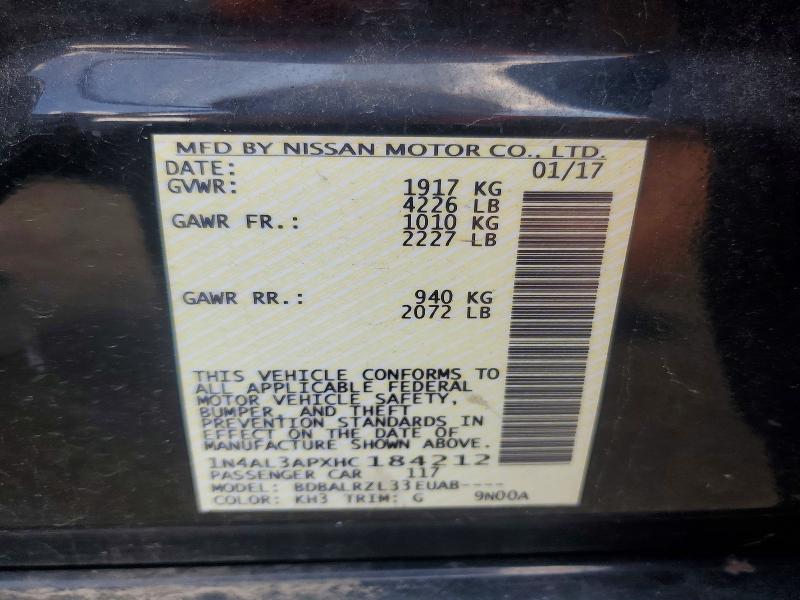 Продаж на аукціоні авто 2017 Nissan Altima, vin: 1N4AL3APXHC184212, номер лоту: 59232946