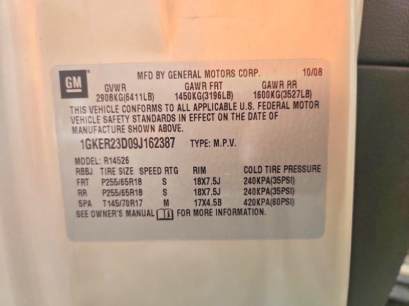 56324176 :رقم المزاد ، 1GKER23D09J162387 vin ، 2009 Gmc Acadia مزاد بيع