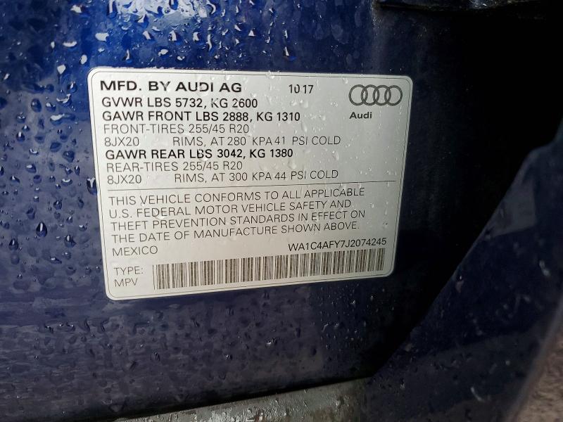 Aukcja sprzedaży 2018 Audi Sq5, vin: WA1C4AFY7J2074245, numer aukcji: 58760586