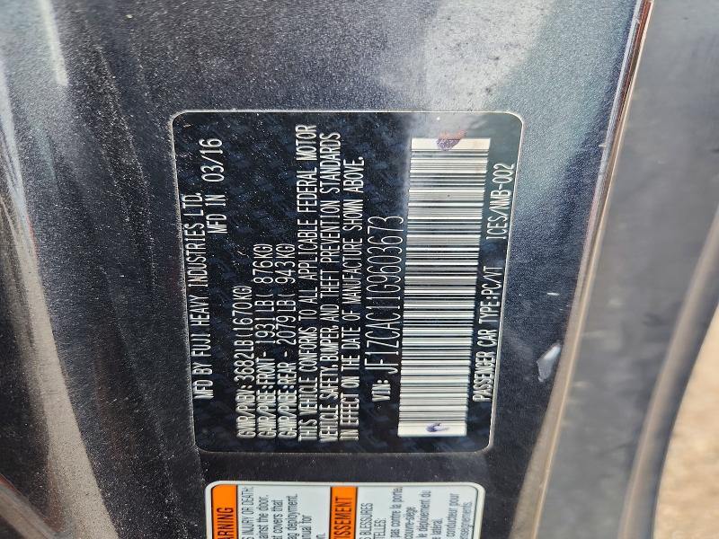 2016 Subaru Brz მანქანა იყიდება აუქციონზე, vin: JF1ZCAC11G9603673, აუქციონის ნომერი: 57484296