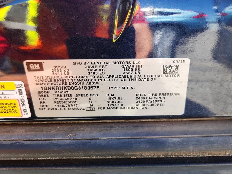 Aukcja sprzedaży 2016 Chevrolet Traverse, vin: 1GNKRHKD8GJ180675, numer aukcji: 58732066
