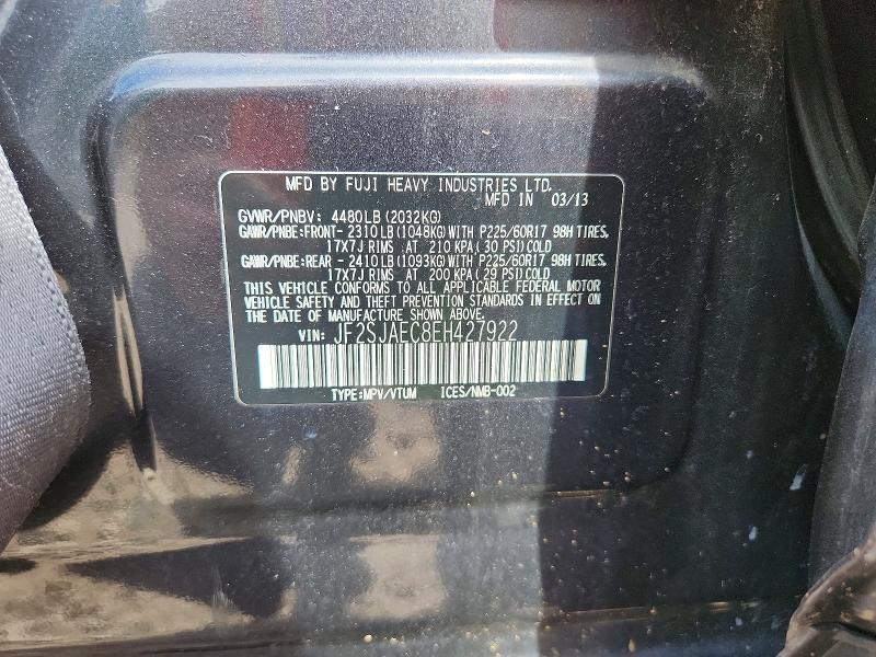 Продаж на аукціоні авто 2014 Subaru Forester, vin: JF2SJAEC8EH427922, номер лоту: 58520406