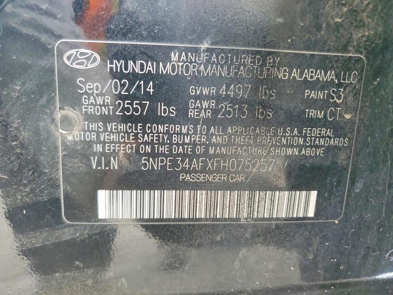 2015 Hyundai Sonata მანქანა იყიდება აუქციონზე, vin: 5NPE34AFXFH075257, აუქციონის ნომერი: 57827136