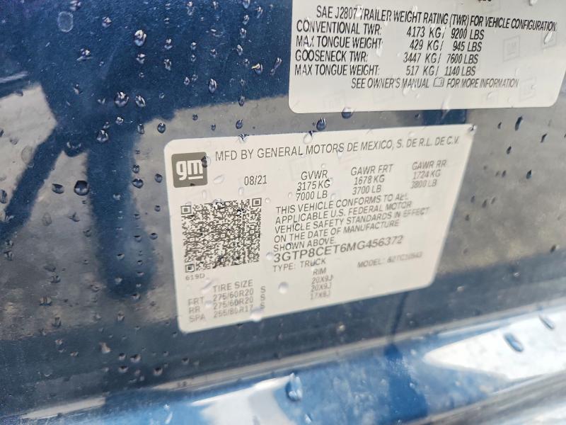 Продаж на аукціоні авто 2021 Gmc Sierra, vin: 3GTP8CET6MG456372, номер лоту: 57751286