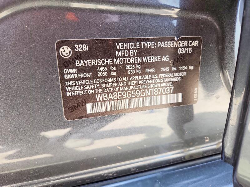 Продаж на аукціоні авто 2016 Bmw 328, vin: WBA8E9G59GNT87037, номер лоту: 58790626
