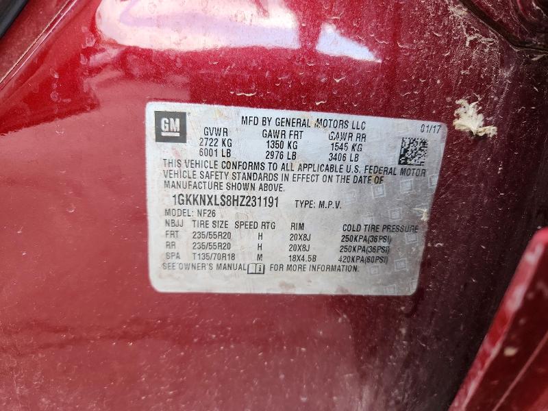2017 Gmc Acadia მანქანა იყიდება აუქციონზე, vin: 1GKKNXLS8HZ231191, აუქციონის ნომერი: 57238966