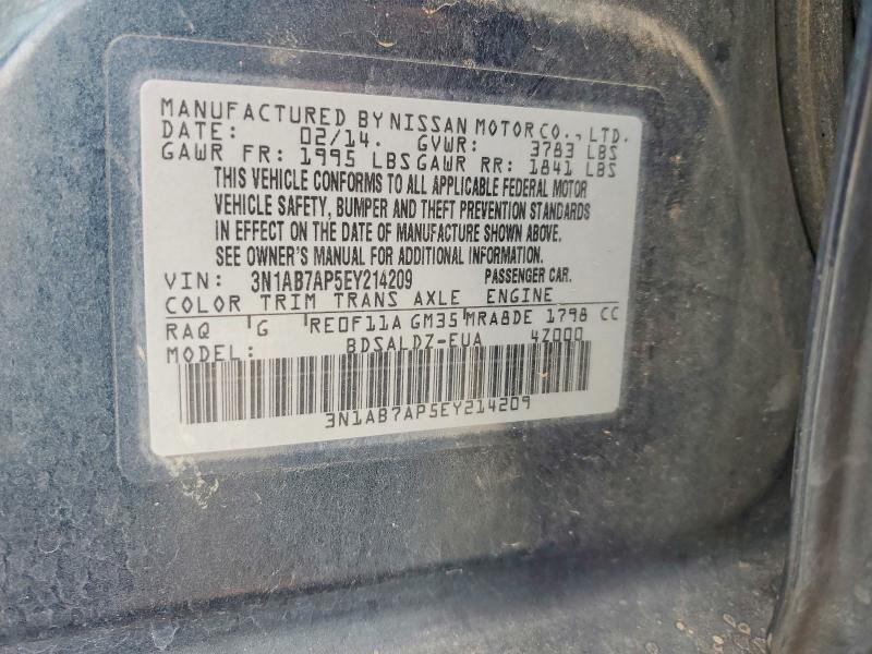 Aukcja sprzedaży 2014 Nissan Sentra, vin: 3N1AB7AP5EY214209, numer aukcji: 59137106
