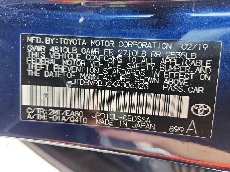 Aukcja sprzedaży 2019 Toyota Mirai, vin: JTDBVRBD2KA006023, numer aukcji: 57644886