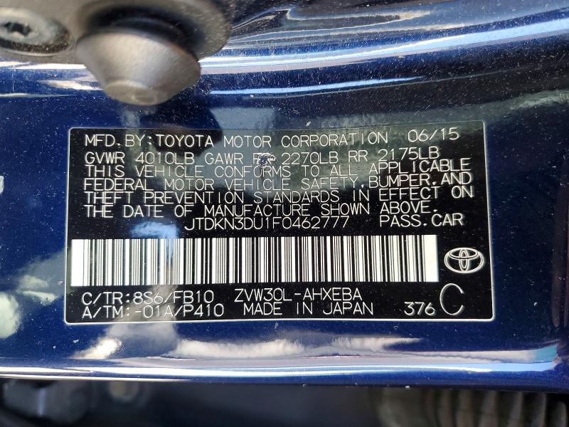 55544566 :رقم المزاد ، JTDKN3DU1F0462777 vin ، 2015 Toyota Prius مزاد بيع
