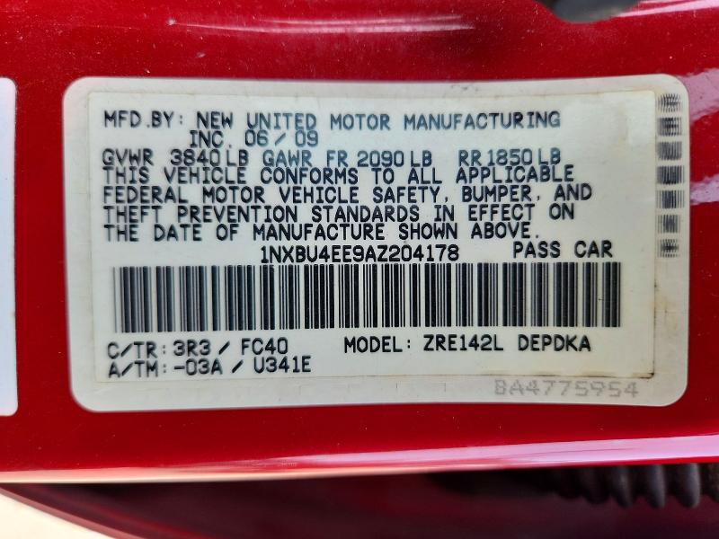Продажа на аукционе авто 2010 Toyota Corolla, vin: 1NXBU4EE9AZ204178, номер лота: 57871296