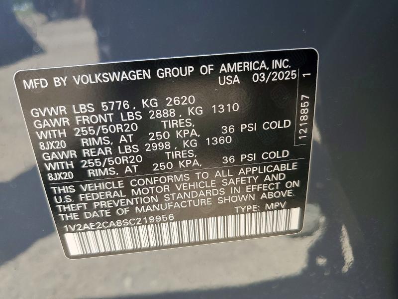 Продажа на аукционе авто 2025 Volkswagen Atlas Cross Sport, vin: 1V2AE2CA8SC219956, номер лота: 58308456