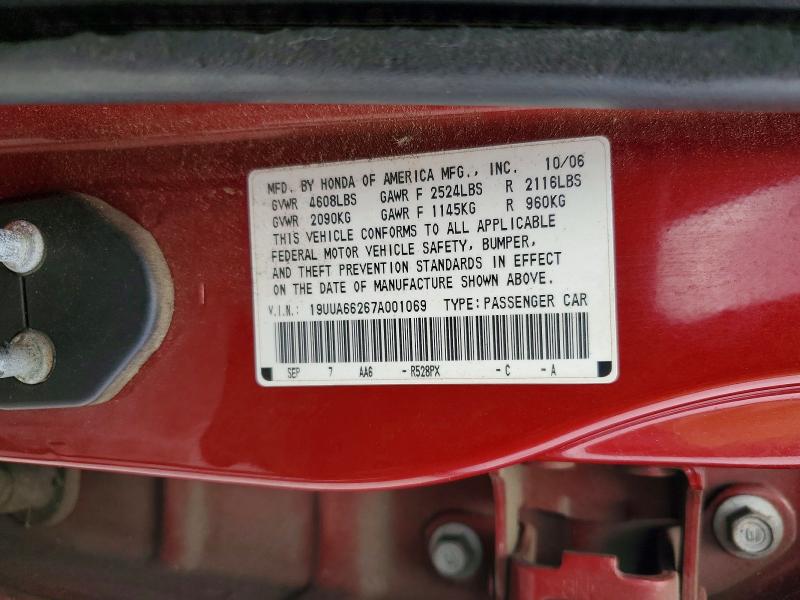 Aukcja sprzedaży 2007 Acura Tl, vin: 19UUA66267A001069, numer aukcji: 58362036