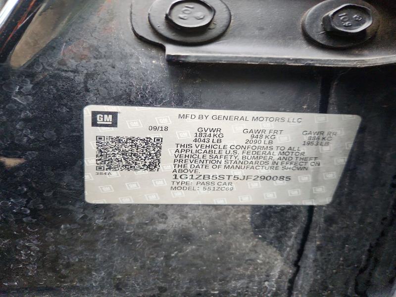 58184696 :رقم المزاد ، 1G1ZB5ST5JF290085 vin ، 2018 Chevrolet Malibu مزاد بيع
