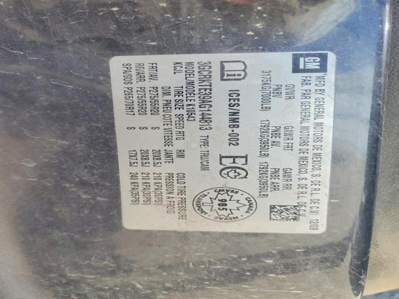2010 Chevrolet Silverado მანქანა იყიდება აუქციონზე, vin: 3GCRKTE39AG144813, აუქციონის ნომერი: 56284336