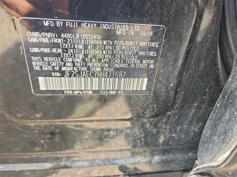 Aukcja sprzedaży 2017 Subaru Forester, vin: JF2SJAEC7HH471687, numer aukcji: 58997056
