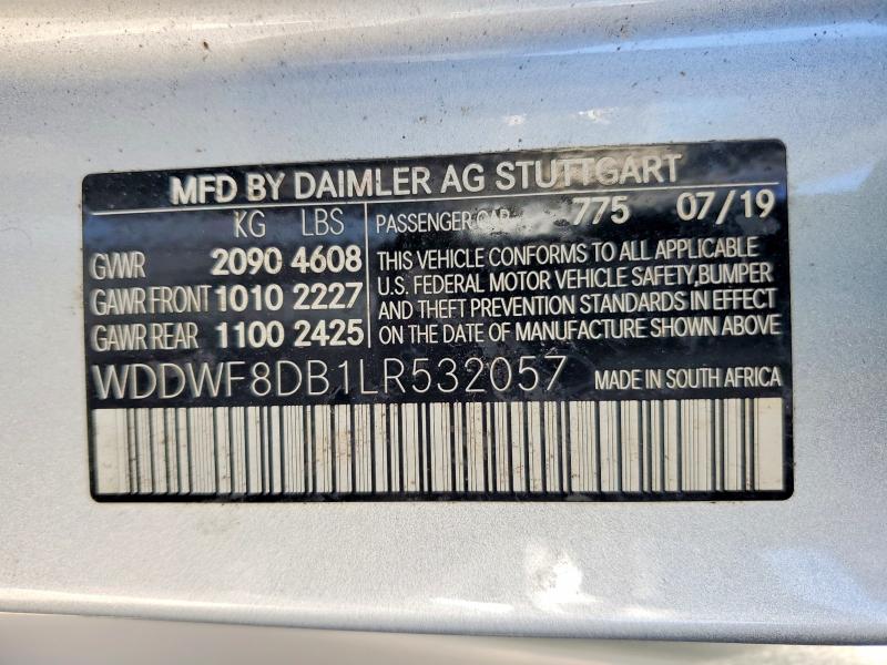 Aukcja sprzedaży 2020 Mercedes-benz C, vin: WDDWF8DB1LR532057, numer aukcji: 58333726