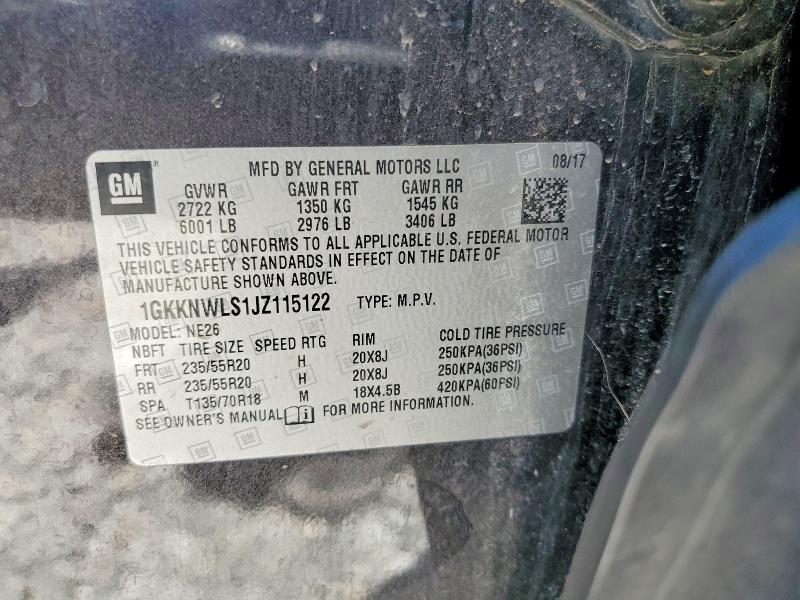 56444936 :رقم المزاد ، 1GKKNWLS1JZ115122 vin ، 2018 Gmc Acadia مزاد بيع