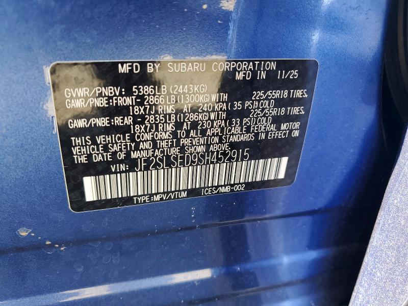 Aukcja sprzedaży 2025 Subaru Forester, vin: JF2SLSED9SH452915, numer aukcji: 57335106