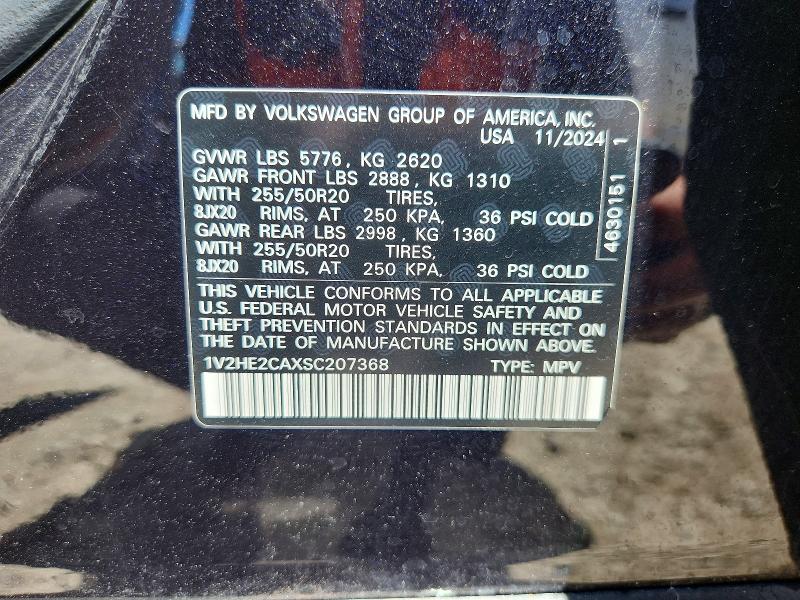 Продажа на аукционе авто 2025 Volkswagen Atlas Cross Sport, vin: 1V2HE2CAXSC207368, номер лота: 56591566