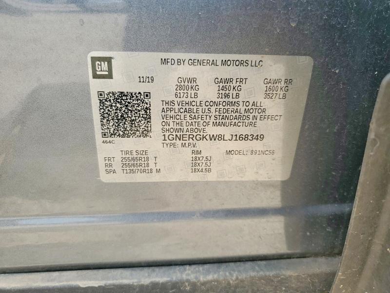 2020 Chevrolet Traverse მანქანა იყიდება აუქციონზე, vin: 1GNERGKW8LJ168349, აუქციონის ნომერი: 57520706