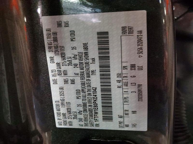 2023 Ford F150 მანქანა იყიდება აუქციონზე, vin: 1FTFW1E80PKE41042, აუქციონის ნომერი: 57445816