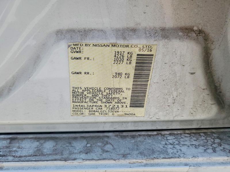Продажа на аукционе авто 2016 Nissan Altima, vin: 1N4AL3AP4GN372131, номер лота: 59544106
