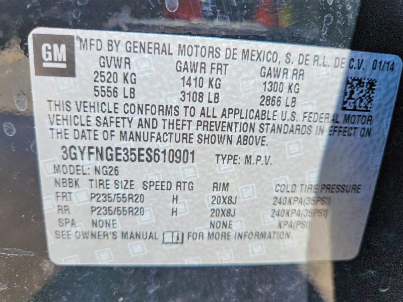 56341806 :رقم المزاد ، 3GYFNGE35ES610901 vin ، 2014 Cadillac Srx مزاد بيع