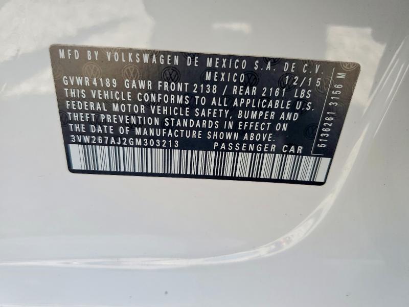 Aukcja sprzedaży 2016 Volkswagen Jetta, vin: 3VW267AJ2GM303213, numer aukcji: 95589195