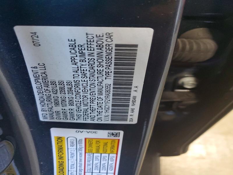 56226816 :رقم المزاد ، 1HGCY1F21RA080552 vin ، 2024 Honda Accord مزاد بيع