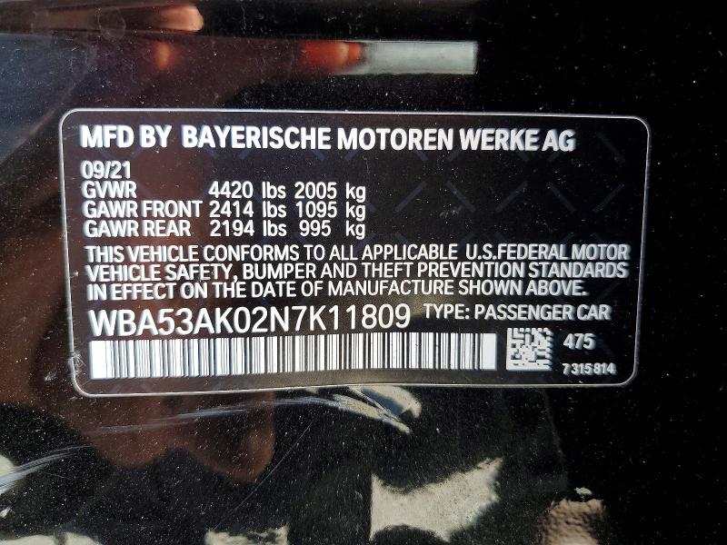 Aukcja sprzedaży 2022 Bmw 228i, vin: WBA53AK02N7K11809, numer aukcji: 58435486