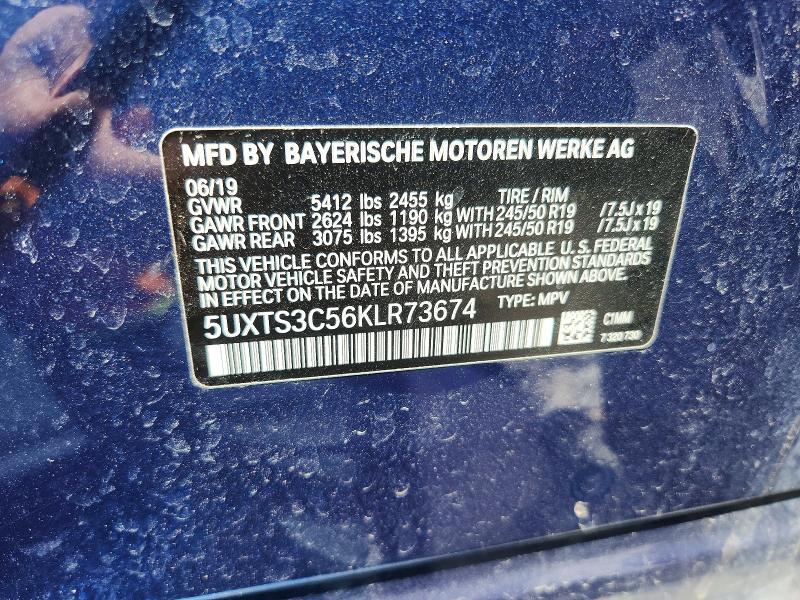 2019 Bmw X3 მანქანა იყიდება აუქციონზე, vin: 5UXTS3C56KLR73674, აუქციონის ნომერი: 55904676