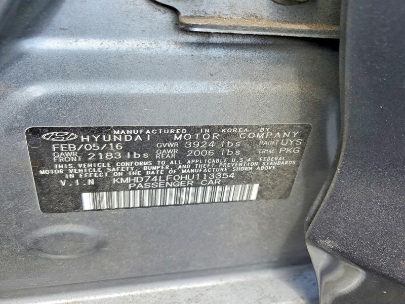 Aukcja sprzedaży 2017 Hyundai Elantra, vin: KMHD74LF0HU113354, numer aukcji: 59287796