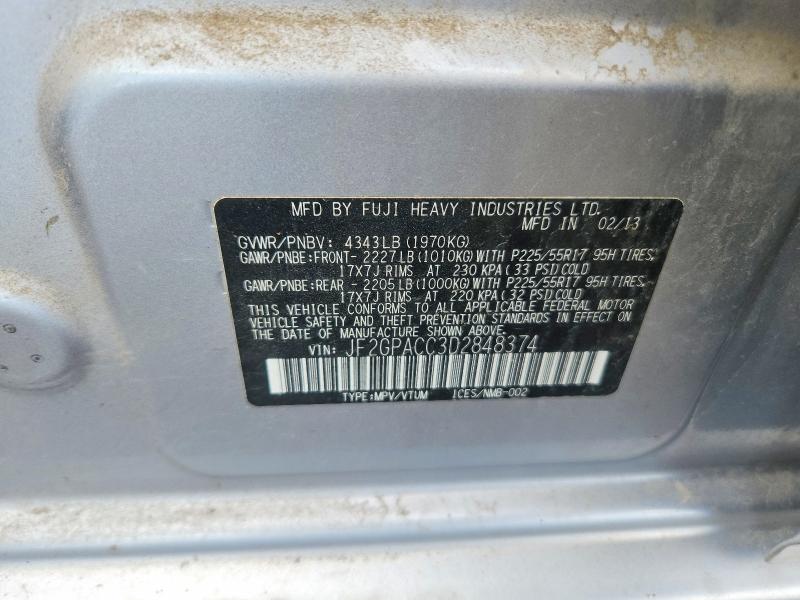 2013 Subaru Xv Crosstrek მანქანა იყიდება აუქციონზე, vin: JF2GPACC3D2848374, აუქციონის ნომერი: 57687396