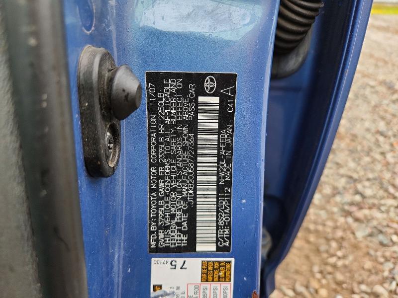 Aukcja sprzedaży 2008 Toyota Prius, vin: JTDKB20U587727364, numer aukcji: 58220216