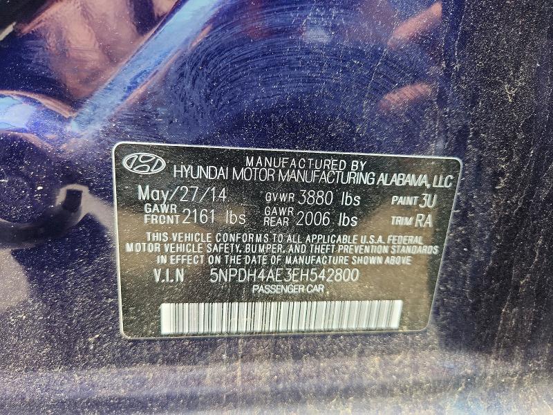 Aukcja sprzedaży 2014 Hyundai Elantra, vin: 5NPDH4AE3EH542800, numer aukcji: 56430046