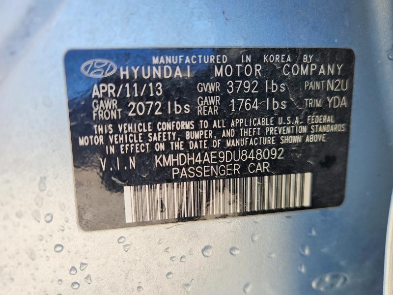 56436686 :رقم المزاد ، KMHDH4AE9DU848092 vin ، 2013 Hyundai Elantra مزاد بيع