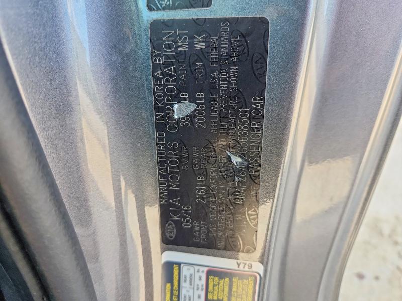 2016 Kia Forte მანქანა იყიდება აუქციონზე, vin: KNAFZ6A32G5638501, აუქციონის ნომერი: 58798746
