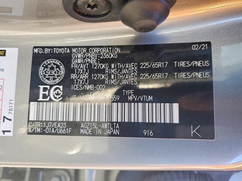 Aukcja sprzedaży 2021 Lexus Nx 300, vin: JTJAARDZ4M2251559, numer aukcji: 56338056