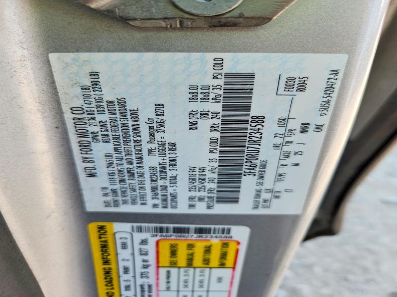 Aukcja sprzedaży 2018 Ford Fusion, vin: 3FA6P0RU7JR234588, numer aukcji: 57970306