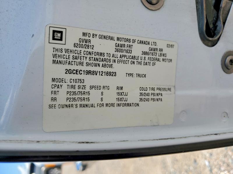 Продаж на аукціоні авто 1997 Chevrolet 1500 Silverado, vin: 2GCEC19R8V1216923, номер лоту: 55818836
