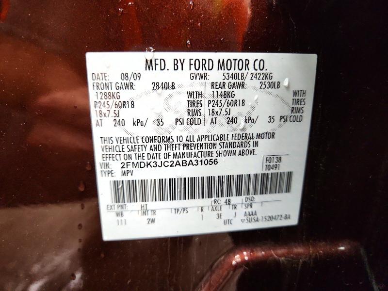 Продажа на аукционе авто 2010 Ford Edge, vin: 2FMDK3JC2ABA31056, номер лота: 58891706