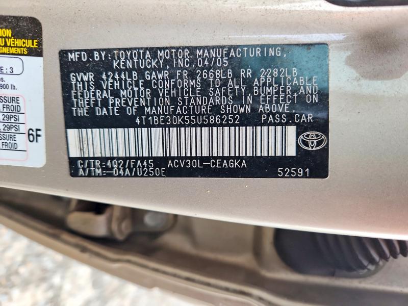 57557496 :رقم المزاد ، 4T1BE30K55U586252 vin ، 2005 Toyota Camry مزاد بيع