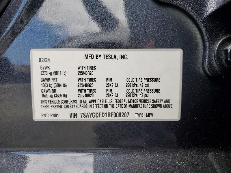 Aukcja sprzedaży 2024 Tesla Model Y, vin: 7SAYGDED1RF008207, numer aukcji: 56933936