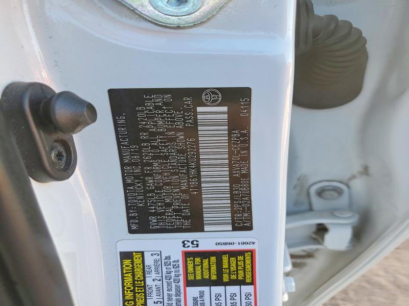 2019 Toyota Camry მანქანა იყიდება აუქციონზე, vin: 4T1B61HK4KU292276, აუქციონის ნომერი: 56169206