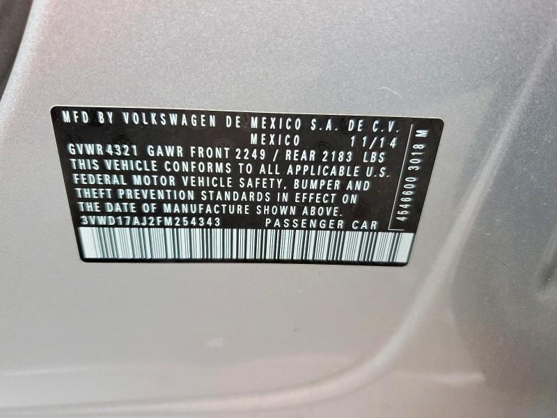 Aukcja sprzedaży 2015 Volkswagen Jetta, vin: 3VWD17AJ2FM254343, numer aukcji: 59073426